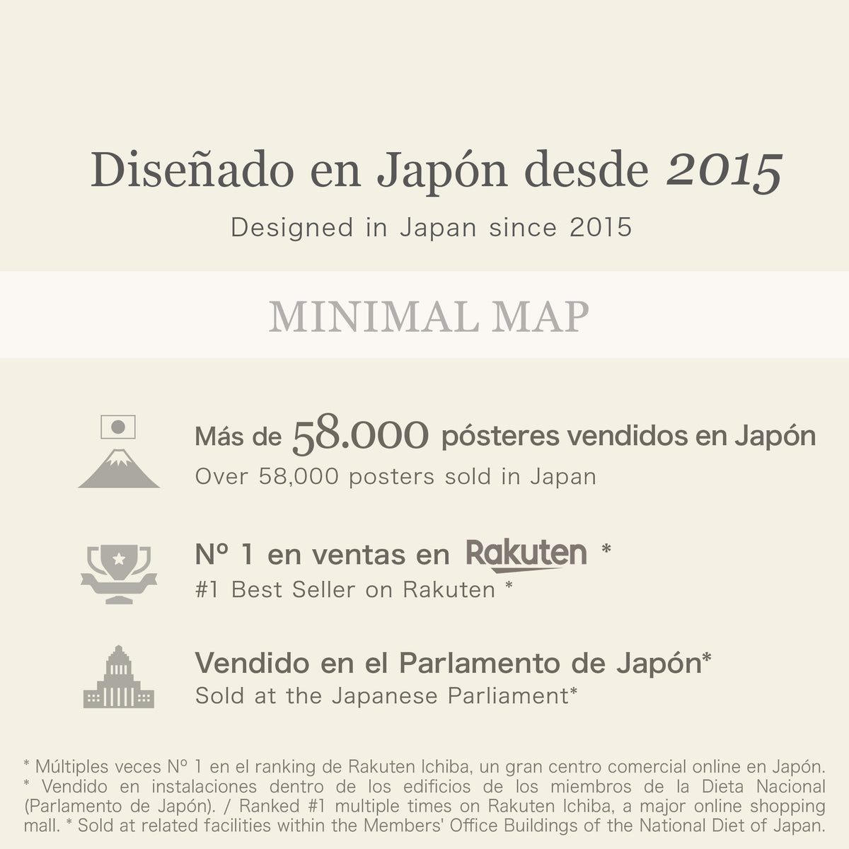 Póster mapa de Japón – Lámina minimalista (japonés con hiragana)